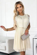 Bézs csipkés alkalmi ruha - Numoco