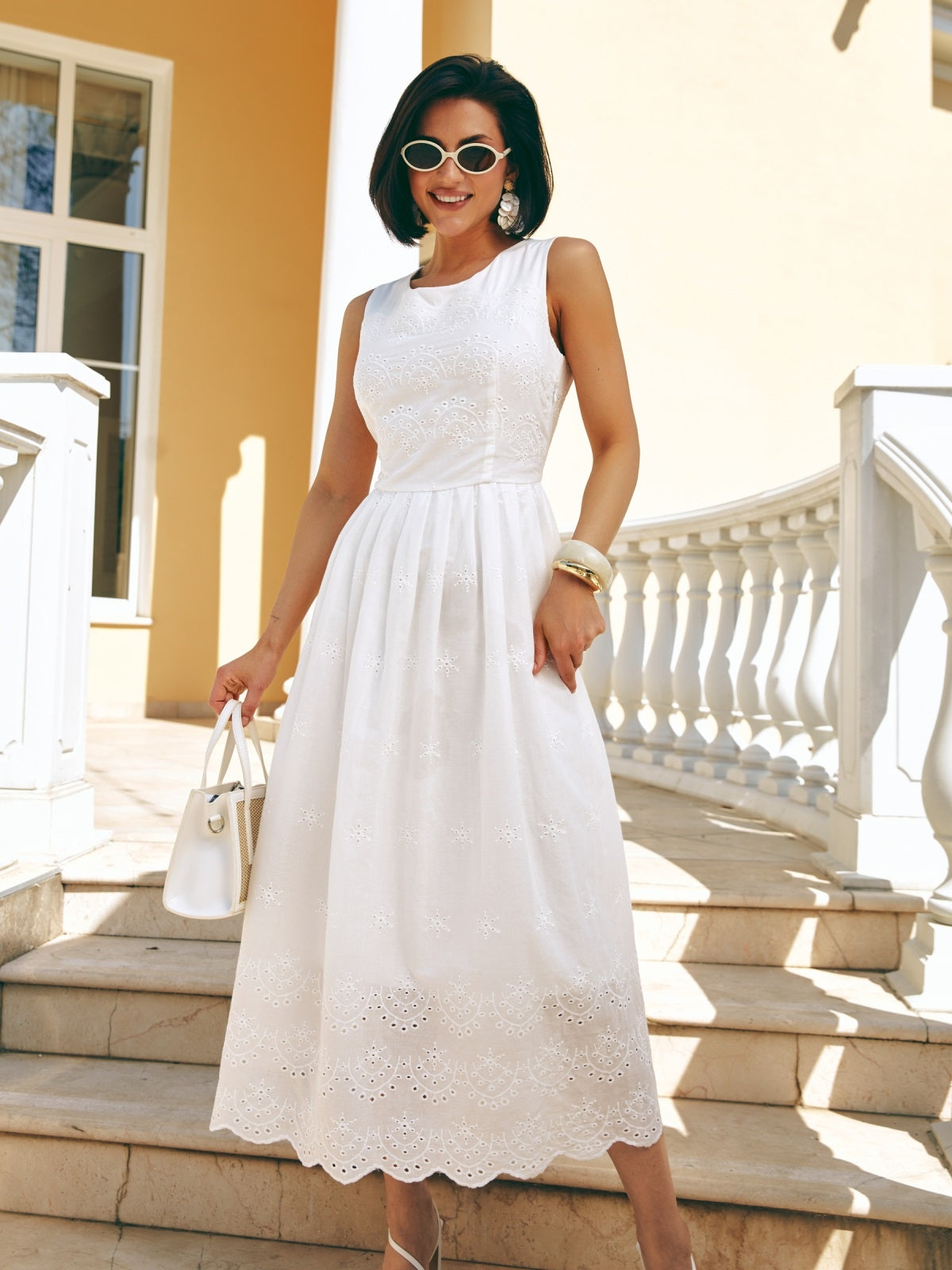 Dressastore - fehér nyári madeira ruha